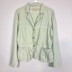 Johnny Was 100% Linen Blazer Jacket Sage Green EUC A